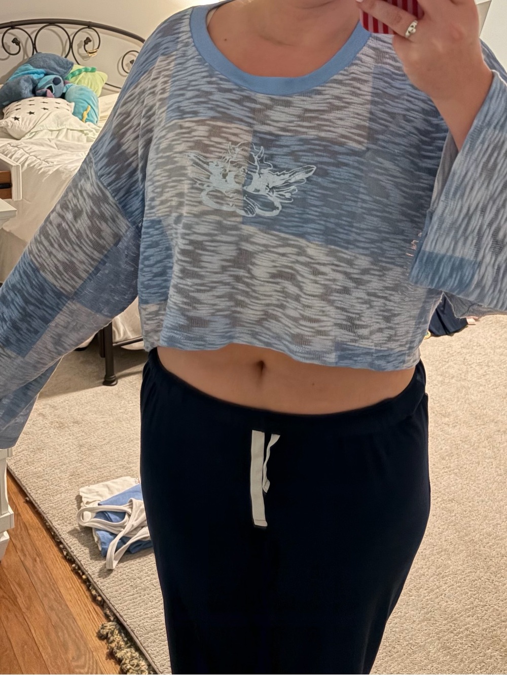 Boys Lie Blue & White Cropped Sleep Top